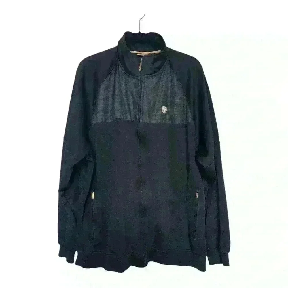 Rocawear Y2K Men’s Black Track Athletic Jacket with Gold Details, size 2XL